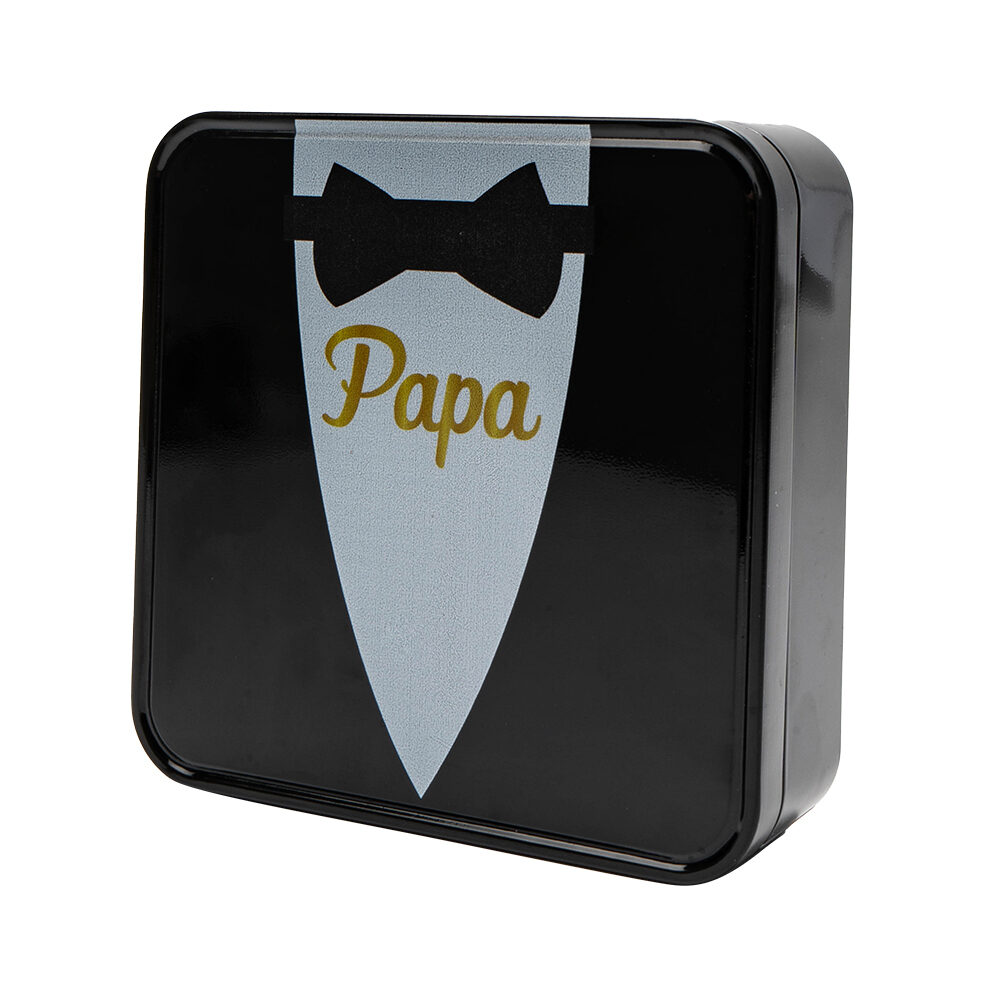 X1ST DOOS BLIK PAPA 13,2X13,2X4,5CM