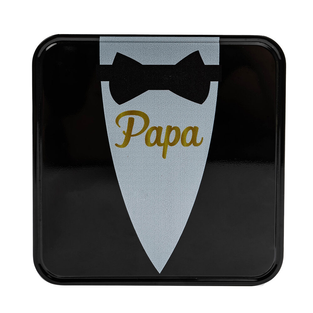 X1ST DOOS BLIK PAPA 13,2X13,2X4,5CM