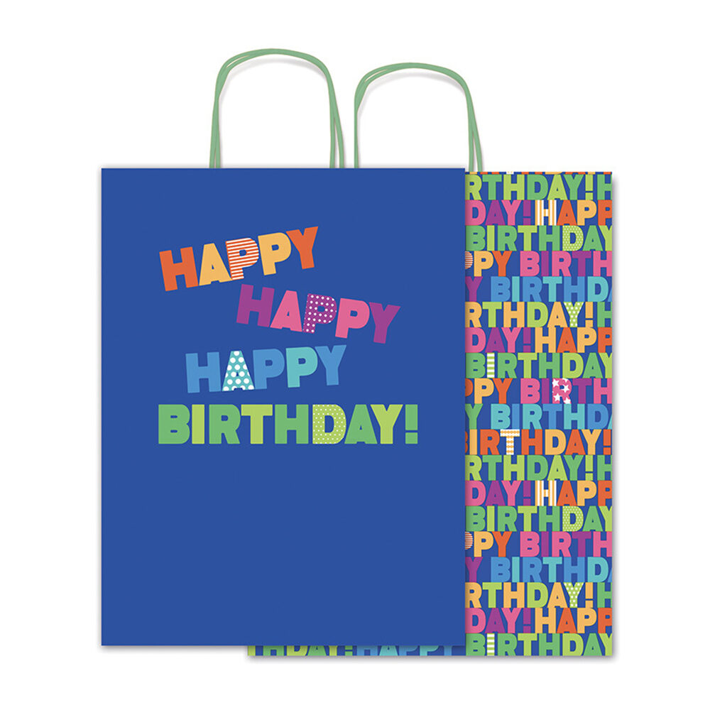 X25PCS BAG IN KRAFT HAPPY BIRTHDAY 26X12X34,5CM