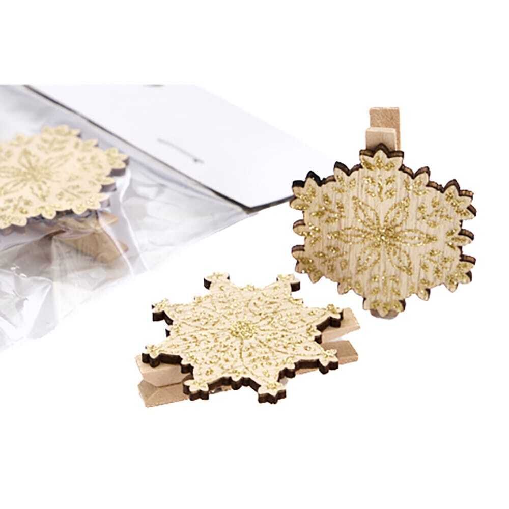 X6PCS CLIP SNOWFLAKE GOLD