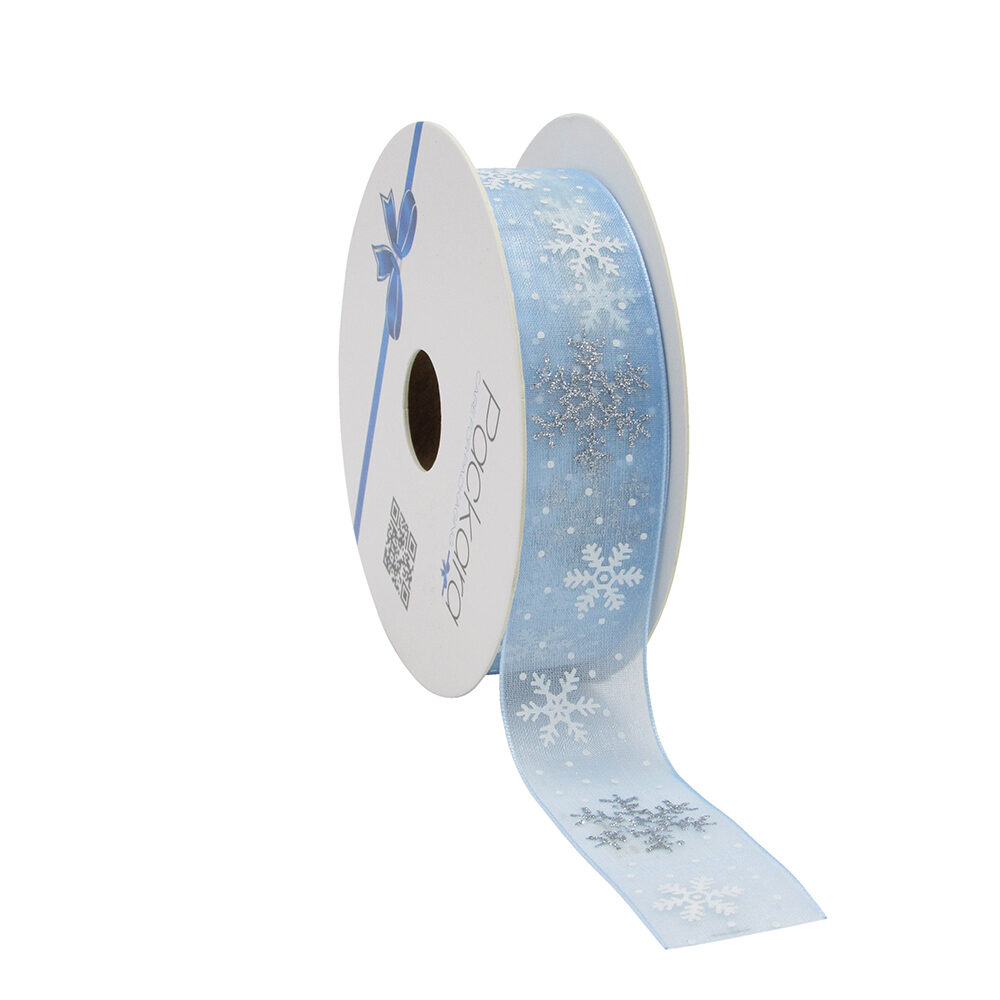 X1PC RIBBON SNOWFLAKES LIGHT BLUE 20MX25MM