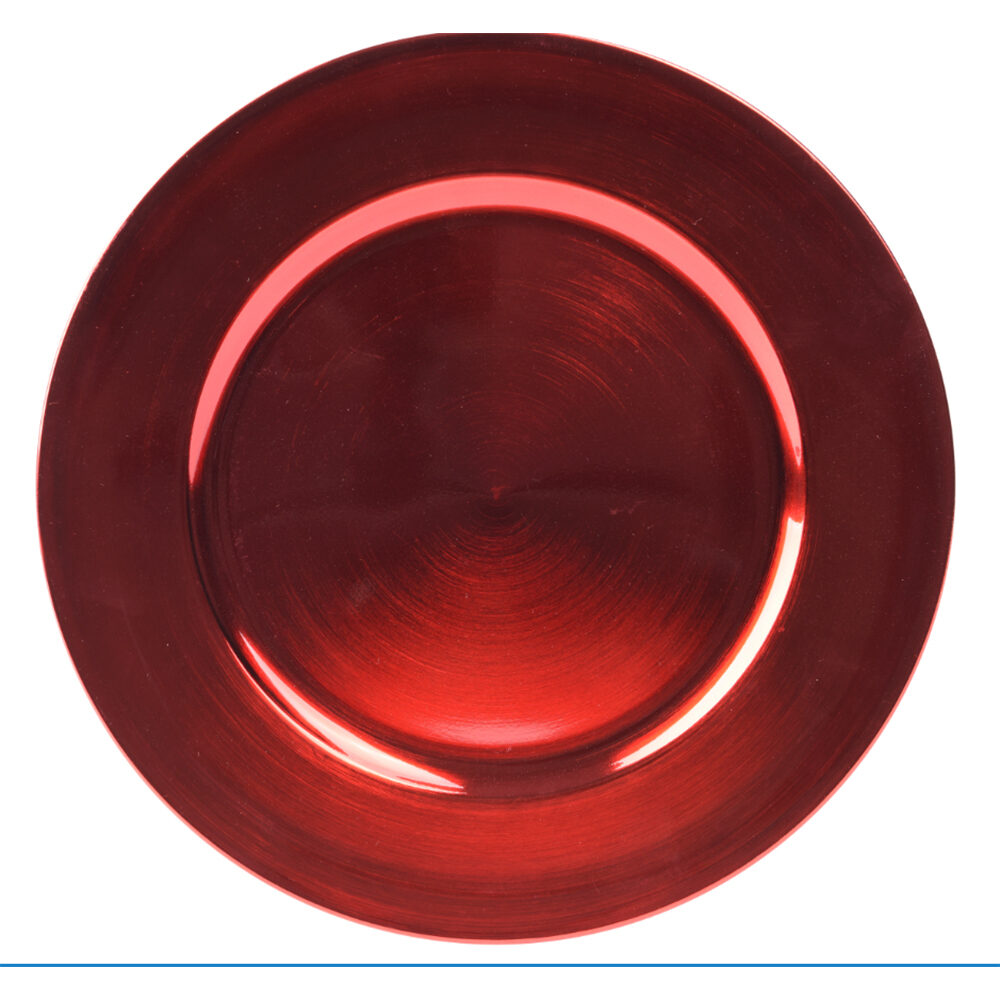 X1PC PLATE ROUND RED 33CM