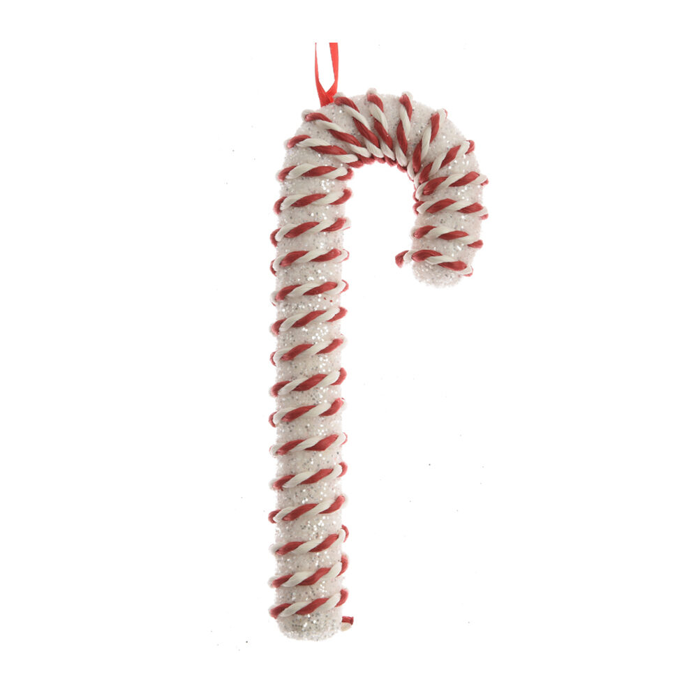 X1PC CANDY CANE WHITE GLITTER 20CM