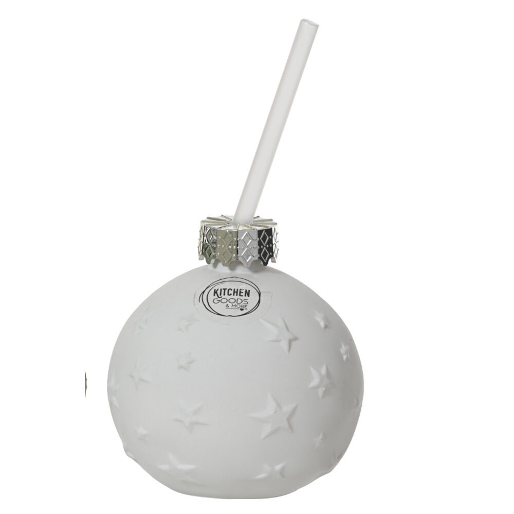 X1PC DRINKING GLASS CHRISTMAS BALL WHITE