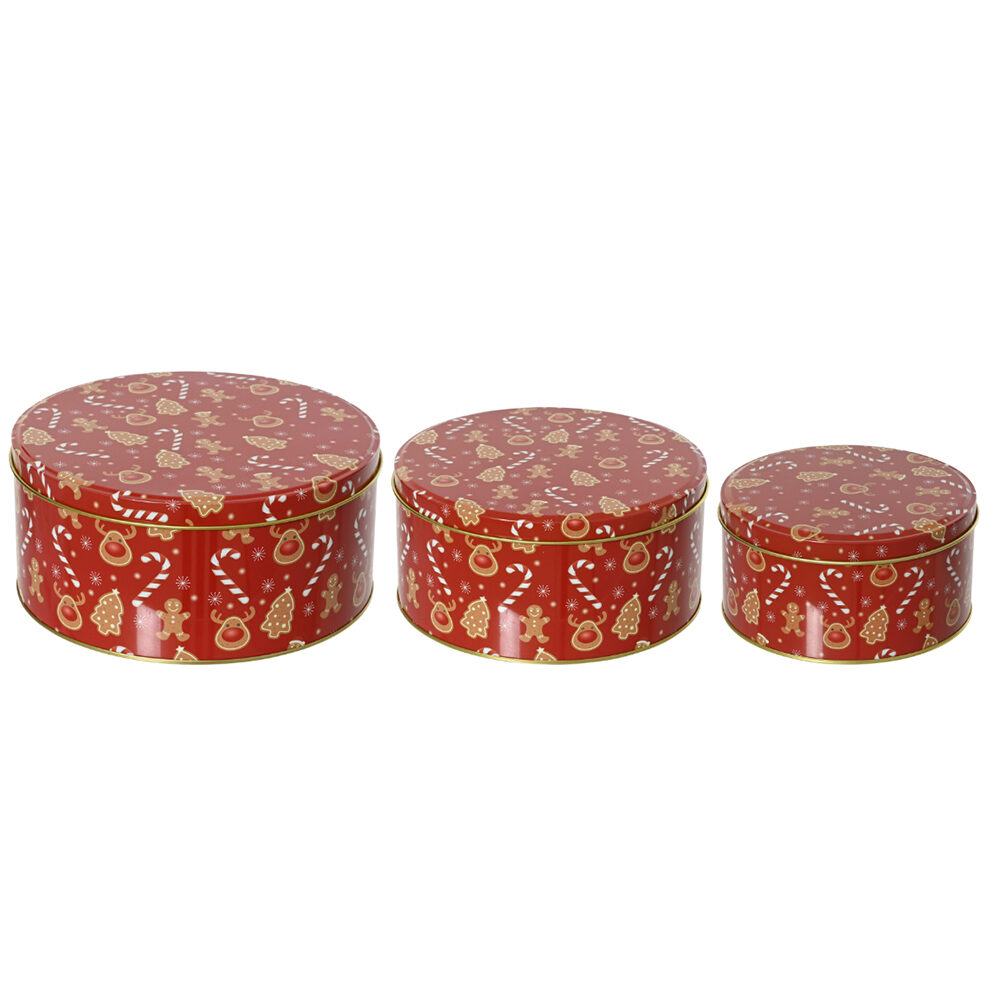 X3PCS BOX EN METAL CHRISTMAS RED