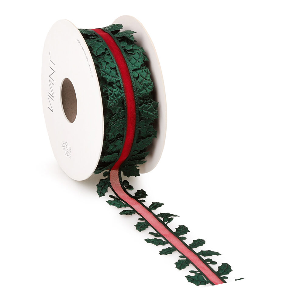 X1PC RIBBON HOLLY LEAVES 10MX32MM