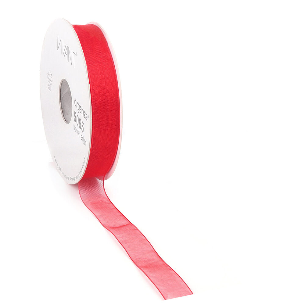 X1PC RIBBON ORGANZA RED 50MX15MM