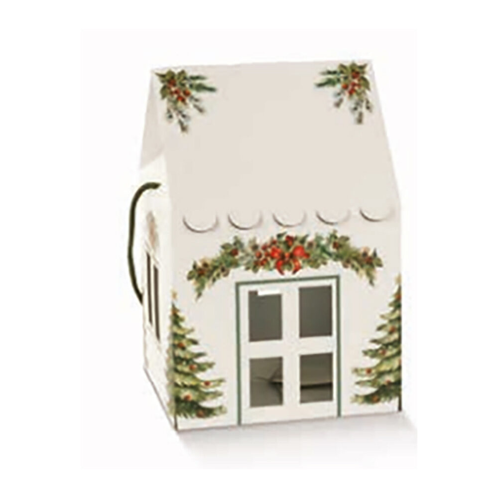 X1PC MAISON AVEC CORD BLANC NOEL 18CM