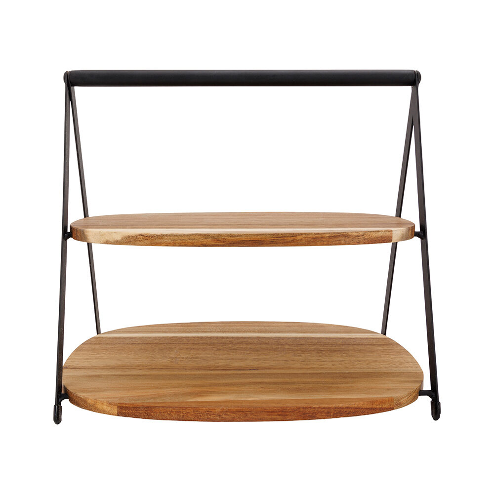 X1PC ETAGERE OVALE ACACIA 2 NIVEAUS