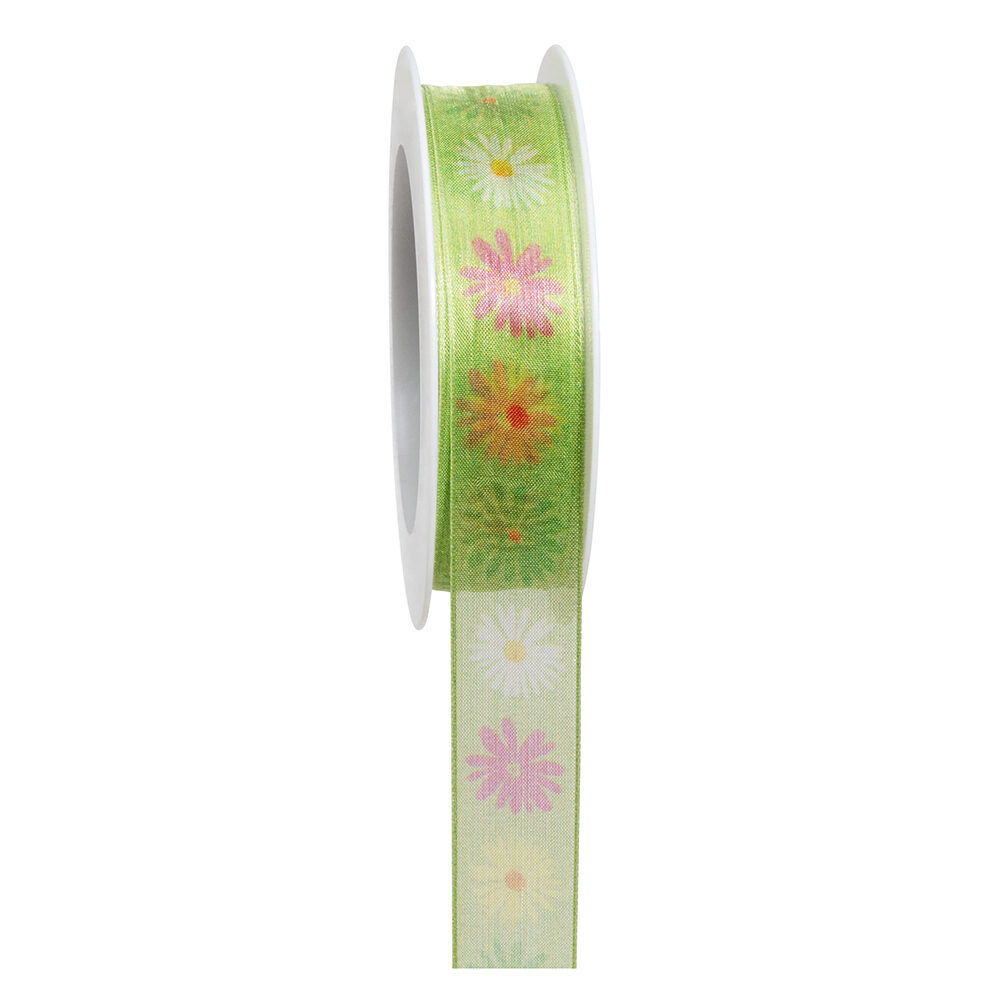 X1PC RUBAN FLEURS VERT 18MX25MM