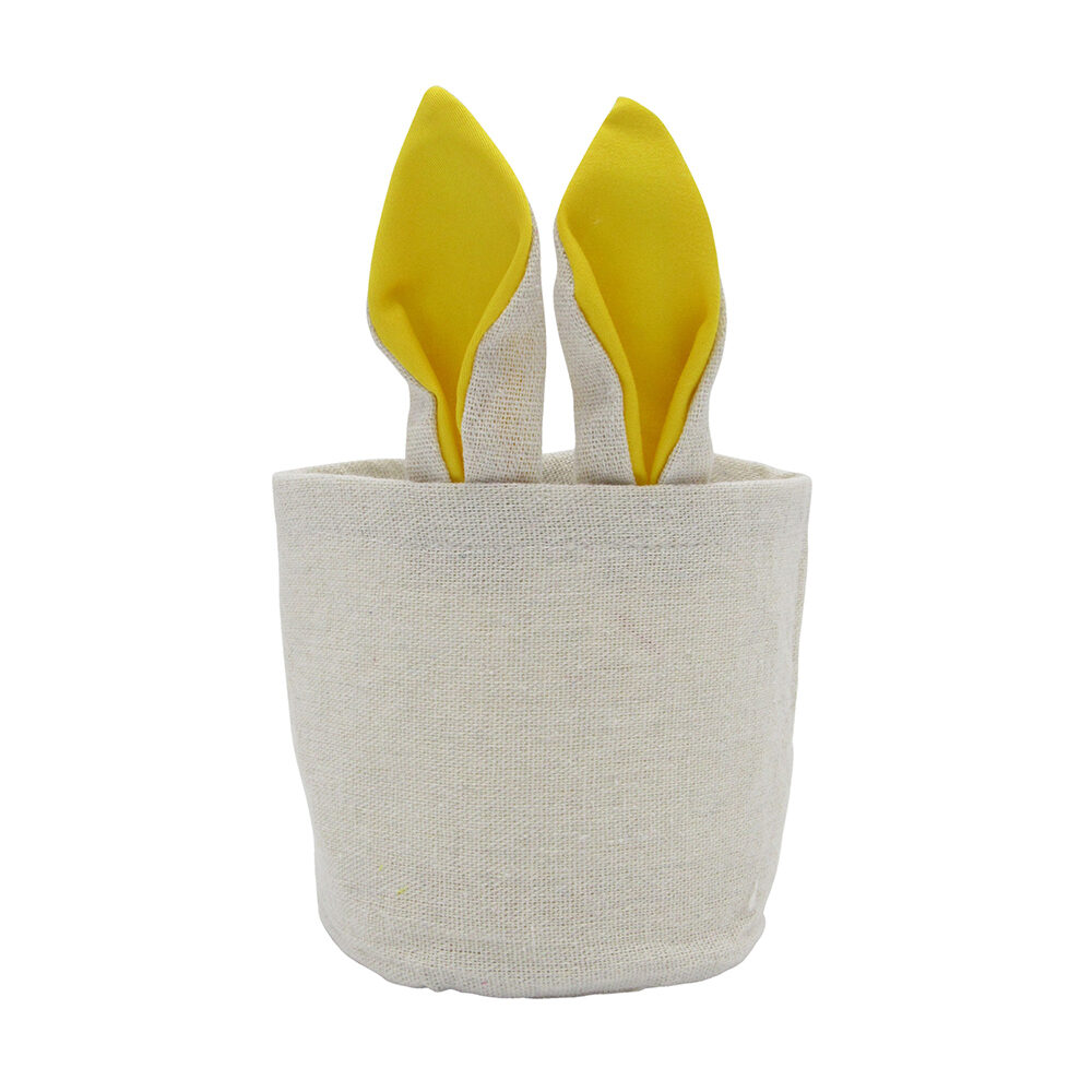 X5PCS PANIER EASTER BUNNY JAUNE 11CM