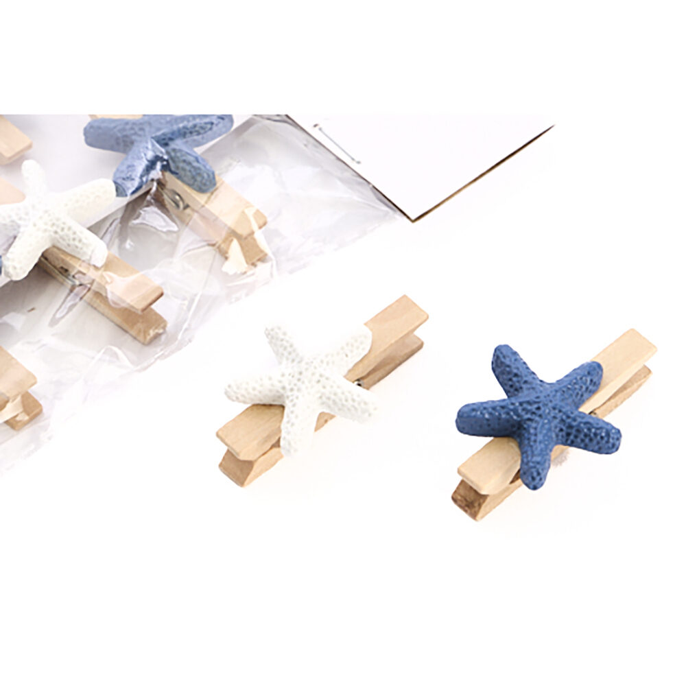 X8PCS CLIP STARFISH WHITE BLUE