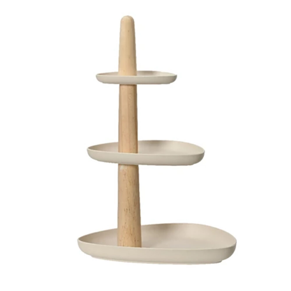 1xETAGERE BAMBOU ECRU 3 NIVEAUS H30CM