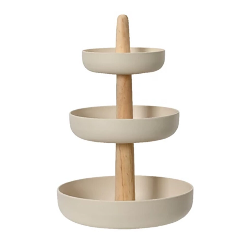 1xETAGERE BAMBOU ECRU 3 NIVEAUS H50CM