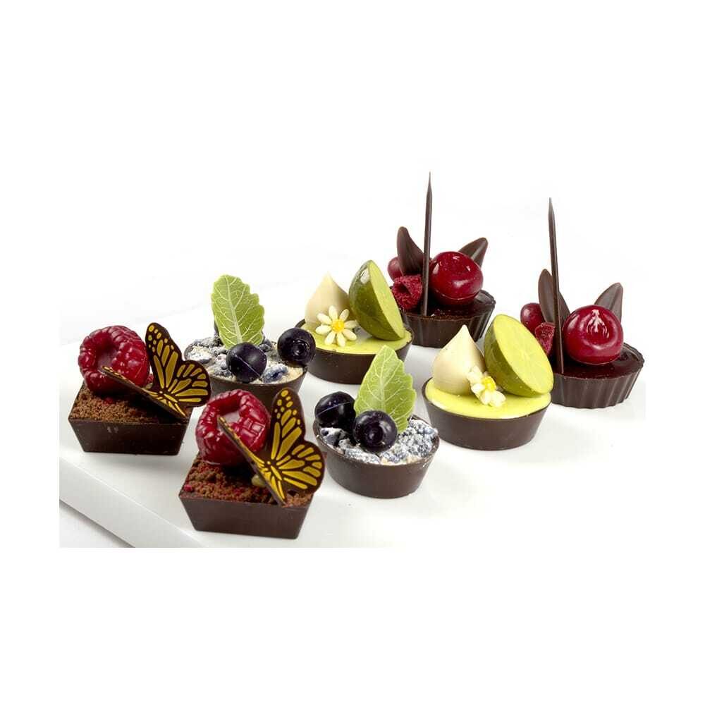 X168ST CHOCOLATE DECOR PETIT FOUR CUP ASSORTMENT DARK DOBLA