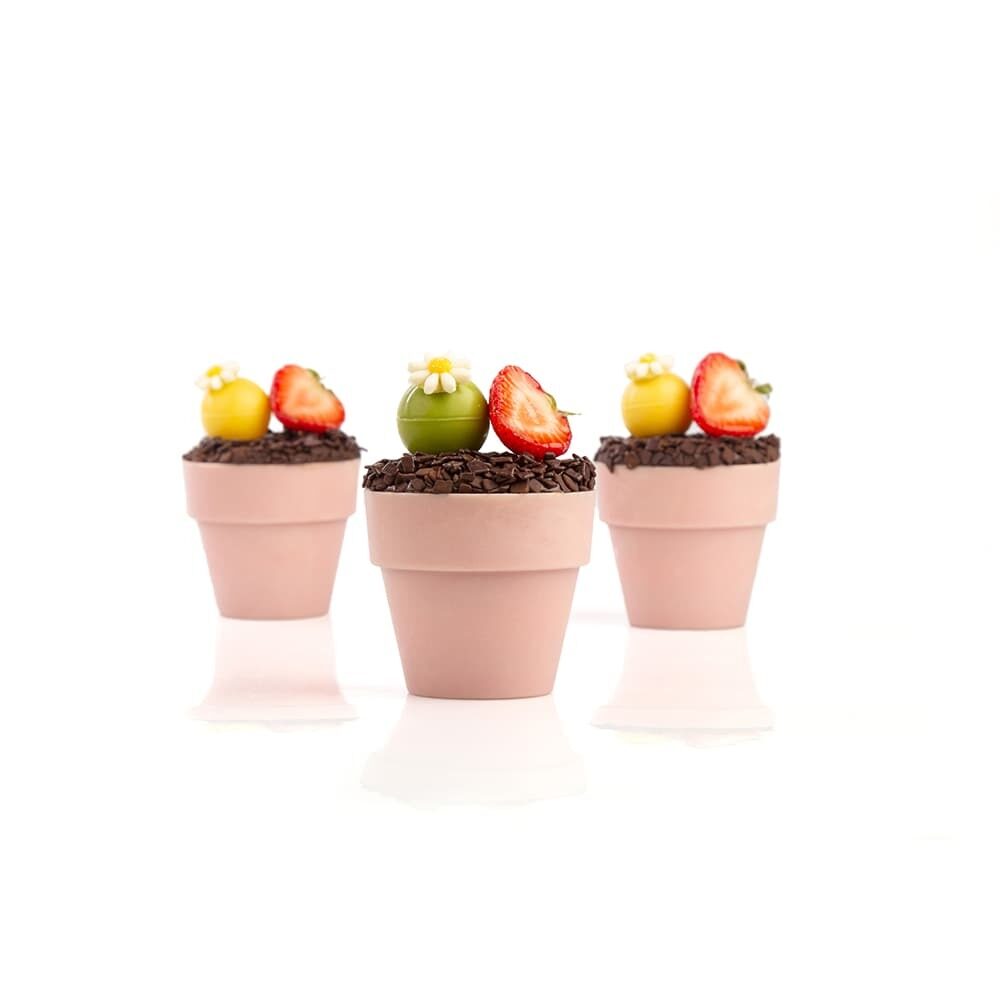 X28ST CHOCOLADEDECOR FLOWER POT LARGE PINK DOBLA