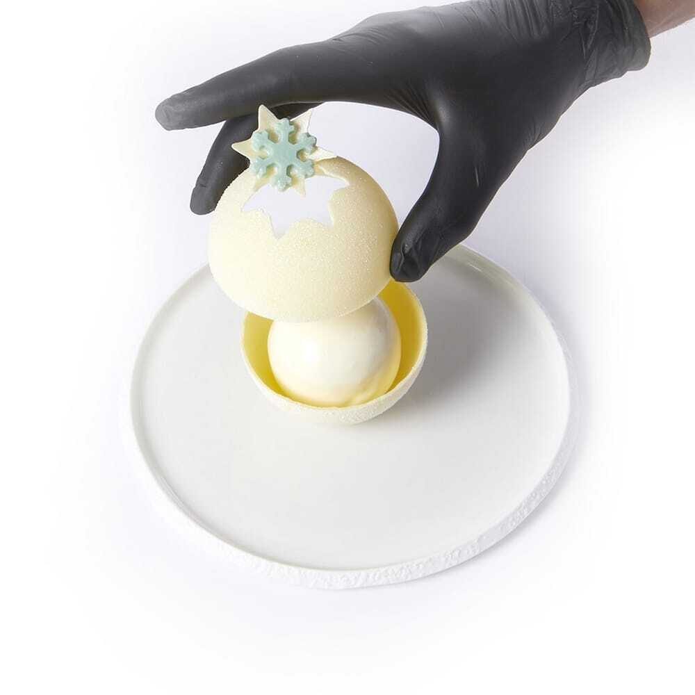 X22ST DÉCOR CHOCOLAT SPHERE VELVET WHITE 8CM DOBLA