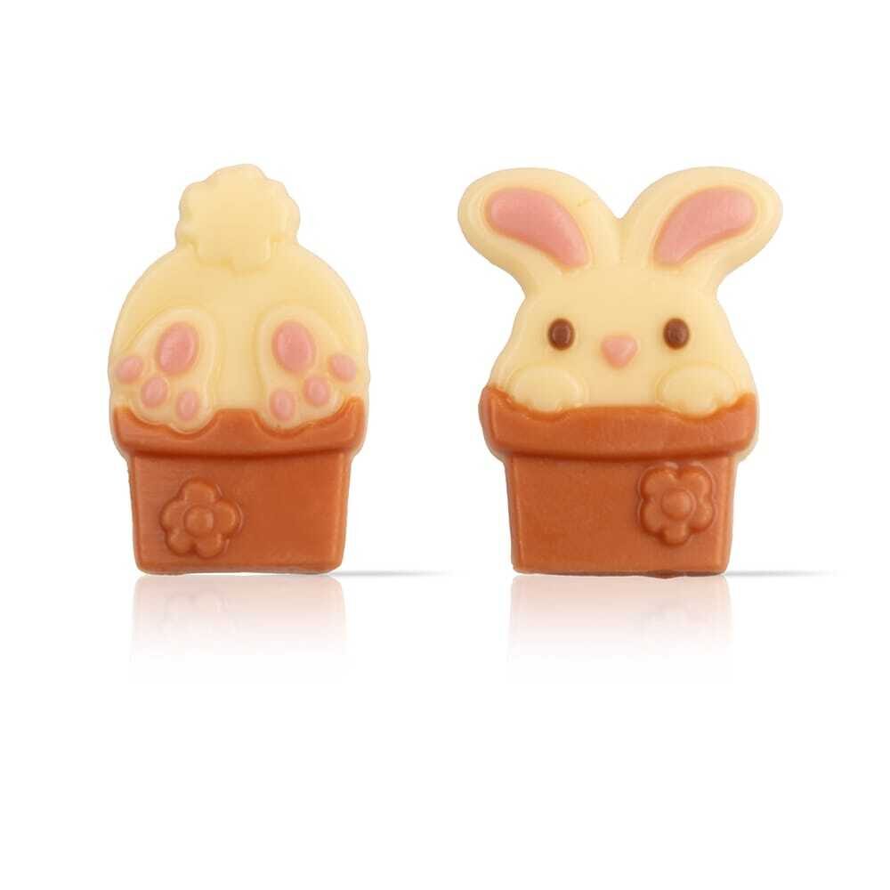 90xDECO CHOC. LAPIN DANS POT DE FLEUR