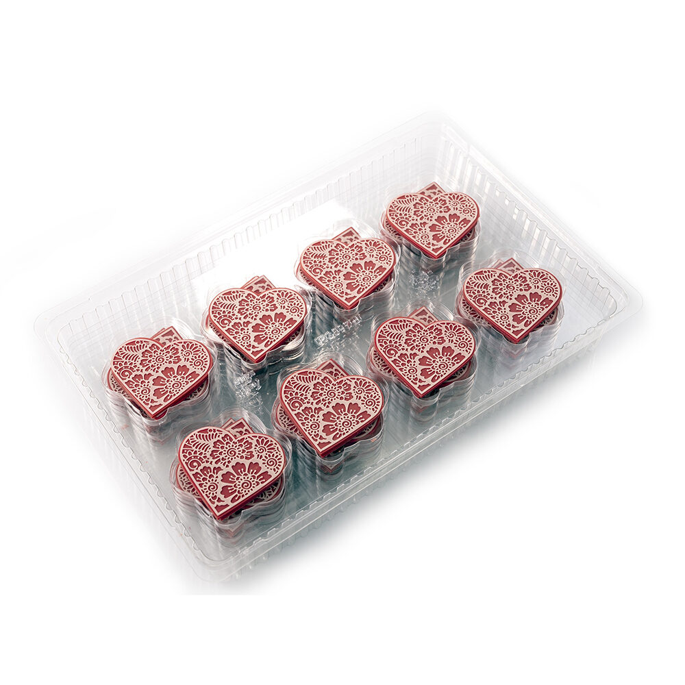 96xDÉCO CHOC CŒUR ROUGE BLANC