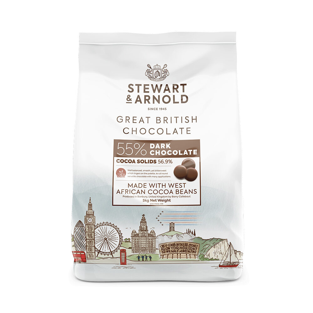 X 10KG STEWART & ARNOLD 55% DARK CHOCOLATE  CHD-P55-513