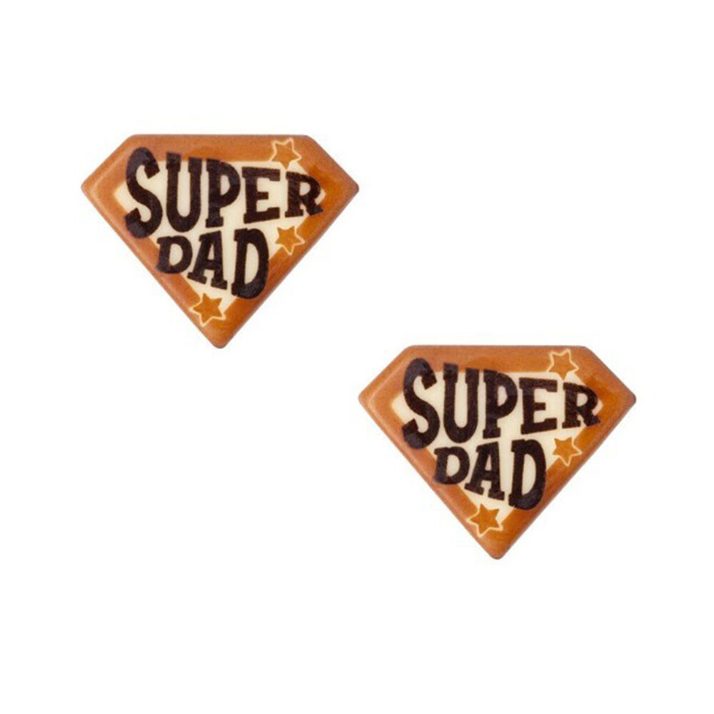X120ST PLAATJE SUPER DAD L.4,5X3,5CM CHOCOLADE 2000639