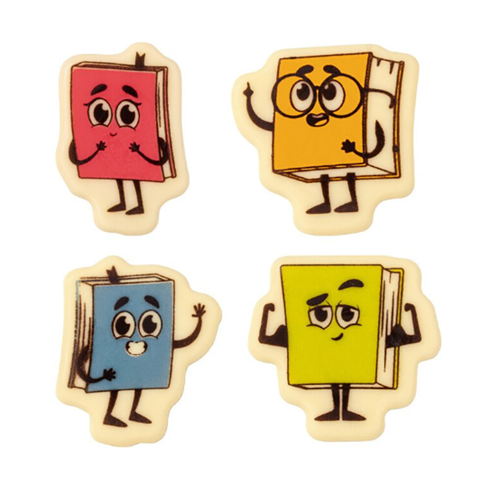 X120PC ASS. SCHOOL BOOKS H.4,2CM CHOCOLATE 2001169