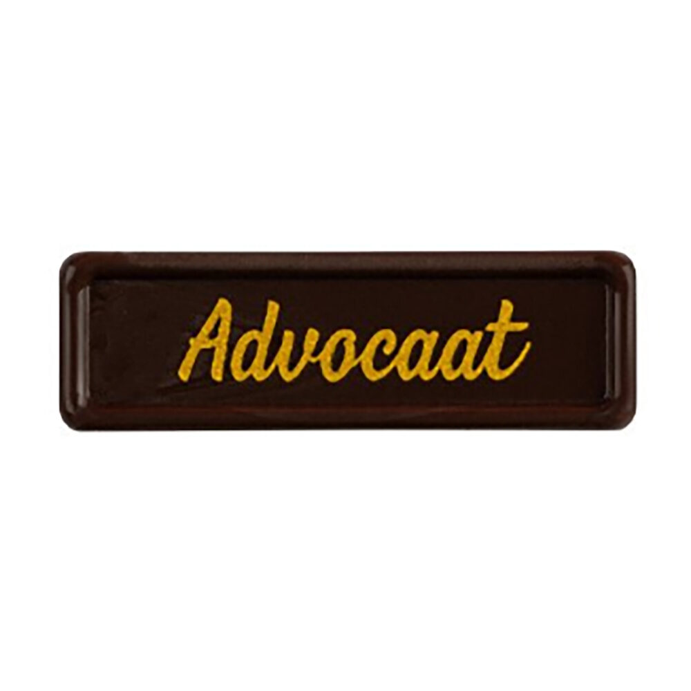 X300PC PLATE ADVOCAAT L.3,8x1,2CM DARK CHOCOLATE 2002447