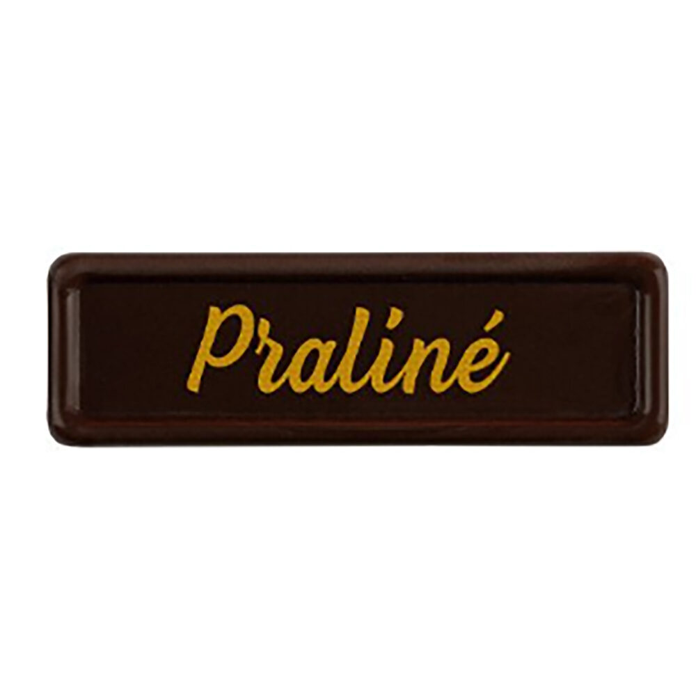 X300PC PLATE PRALINE L.3,8X1,2CM DARK CHOCOLATE 2002449