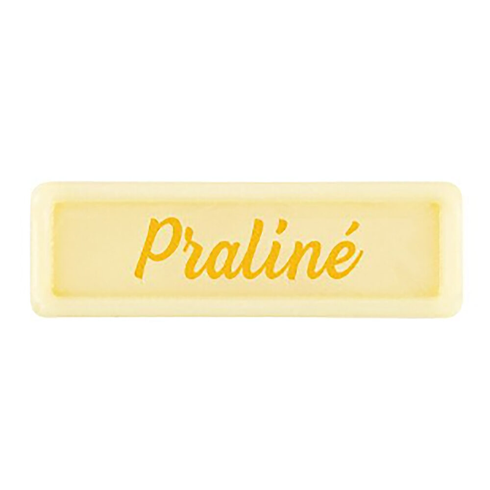 X300PC PLAQUETTE PRALINE L.3,8X1,2CM CHOCOLAT BLANC 2002462