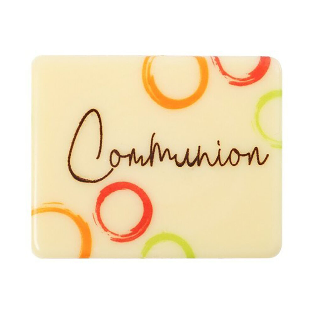 30xPLAQUETTE COMMUNION 5X4CM BLANC