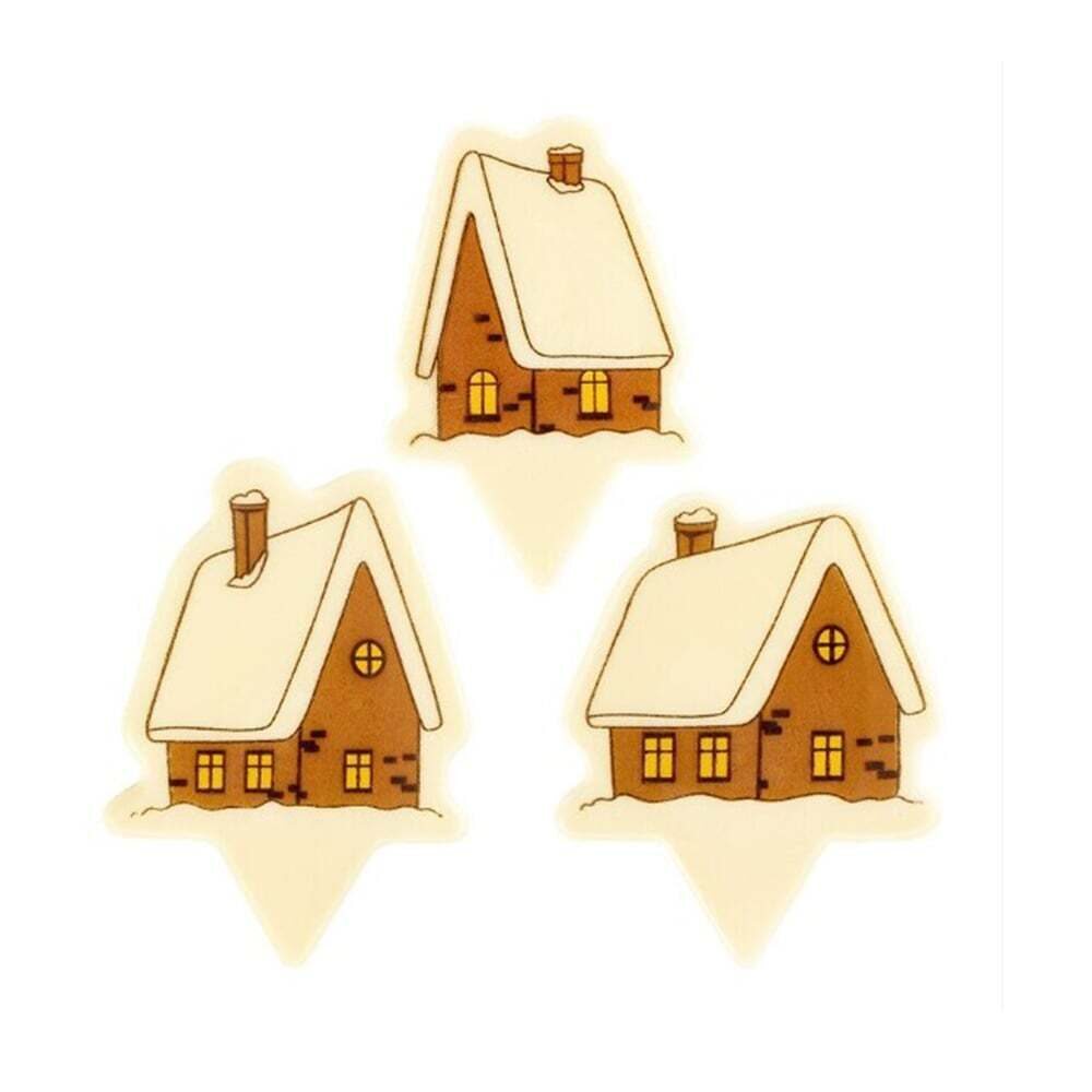 X60PC ASS. HOUSE ON PICK H.6,1CM WHITE CHOCOLATE 2015439