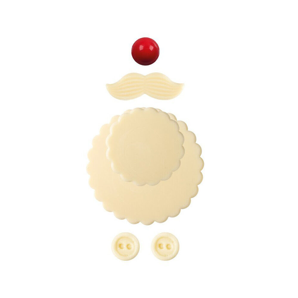 X20 SET BARBE PERE NOEL 2D D.7,5CM CHOCOLAT BLANC 2015459