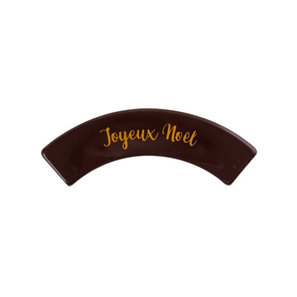 X60PC PLATE JOYEUX NOEL L.9,6X3,5CM DARK CHOCOLATE 2015578