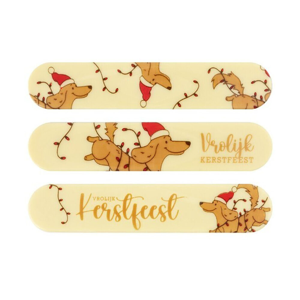 35xECLAIR VROLIJK KERSTFEEST L.15X3CM BLANC