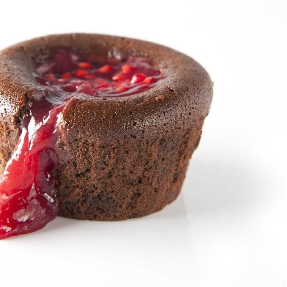 C/12ST SOFT LAVA CAKE CHOCOLAT & RASPBERRY 90GR  ! BELDESSER