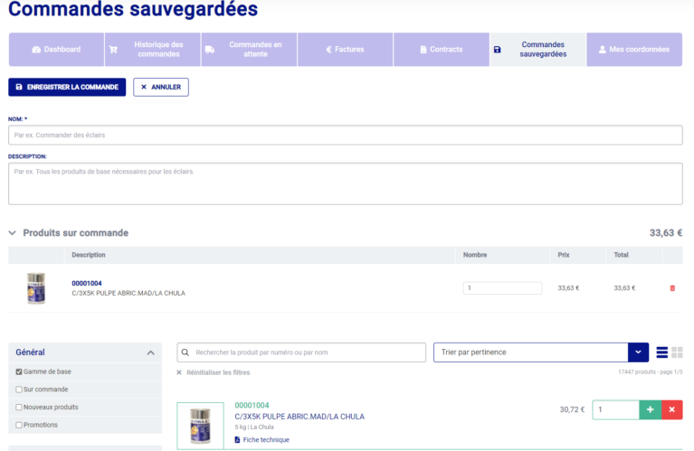 Bewaarde bestelling 2 FR
