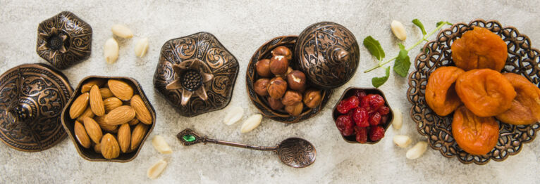 Dried apricots with nuts table