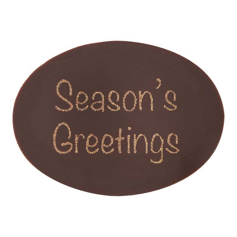 X144ST SEASON'S GREETINGS OVAL 30X22MM CHOCOLAT NOIR